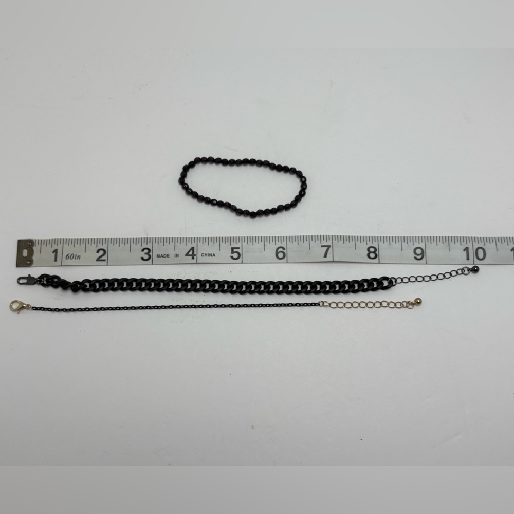 Set of 3 Black Chain and Bead Bracelets - Picture 6 of 6